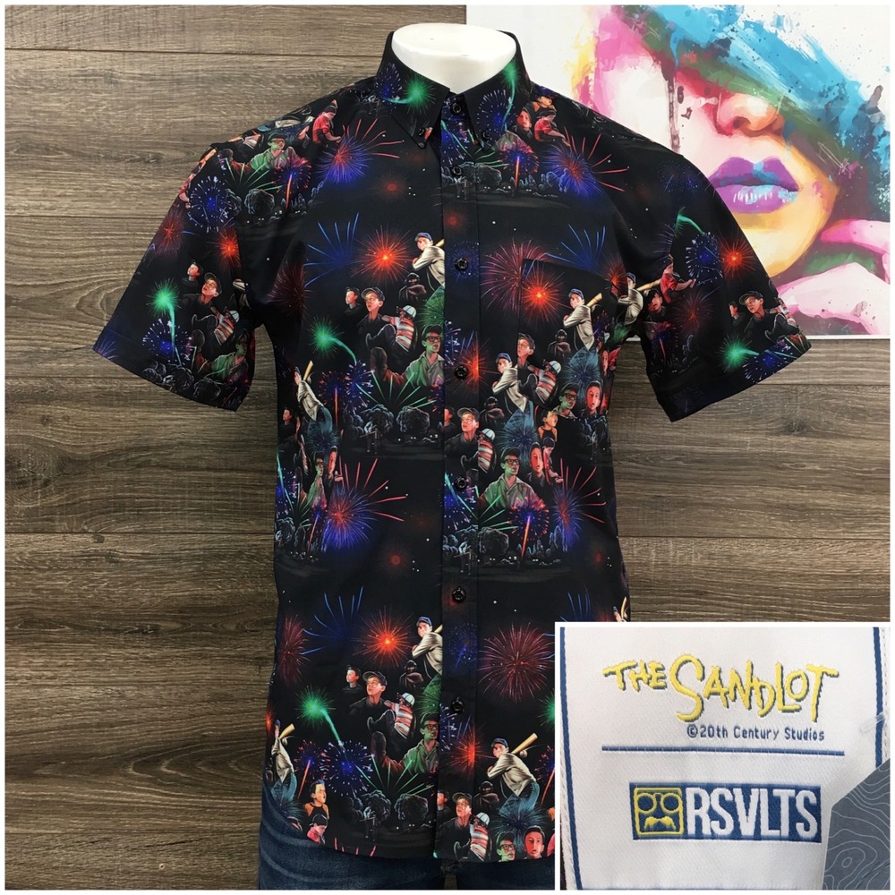 RSVLTS The Sandlot Night Game KUNUFLEX Short Sleeve Shirt Mens Large New